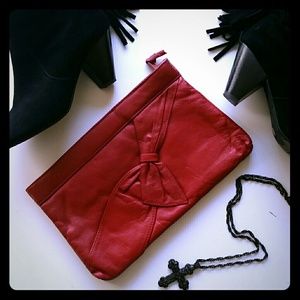 Vintage 80s Red Leather large clutch